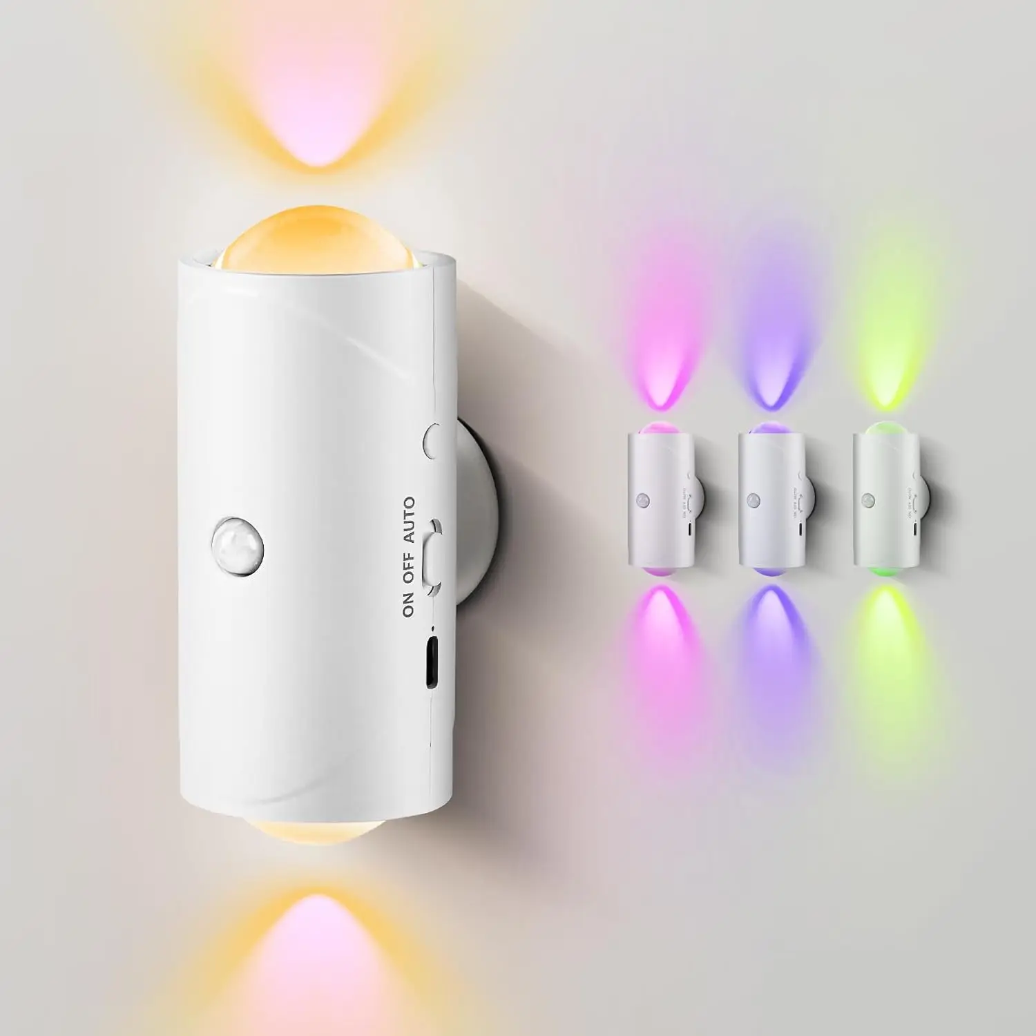 4PCS/2PCS USB Rechargeable Motion Sensor Night Light with 8 Effects, 3 Modes, LED Magnetic Dual-sided Lamp for Stairway, Bedroom