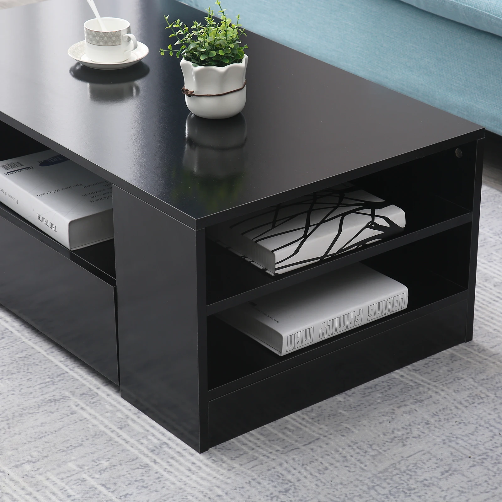 Modern Coffee Table LED High Gloss Tea Living Room Home Furniture