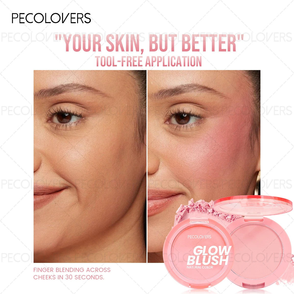 1PC Palette de fard à joues imperméable rose facile à appliquer maquillage naturel 3D Look Palette de fard à joues finitions mat dans les tons rouges Palette de maquillage