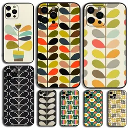 Custodia per telefono Multi Stem Orla Kiely Folio per Apple iPhone 15,14,13,12,11,Pro,X,XS,Max,XR,Plus,Mini Cover morbida nera