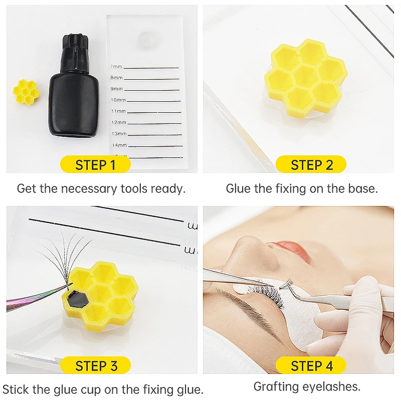 100Pcs Waben Pflaumenblüte Geformt Pfropfen Wimpern Verzögerung Tasse Wimpern Kleber Halter Wimpern Verlängerung Make-Up Liefert