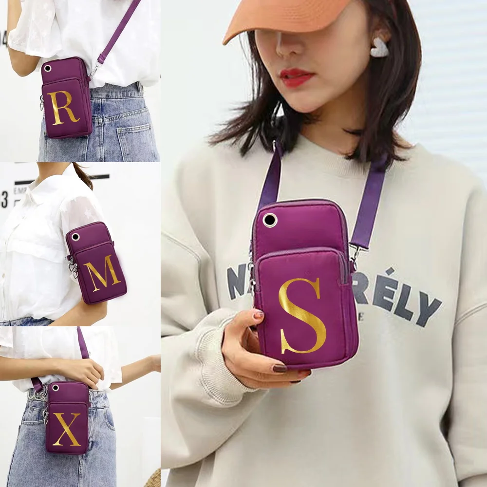 Universal Mobile Phone Case Bags Purse Pouch Shoulder Sport Arm Pack for Samsung IPhone Huawei P30 P40 Mate 26 Letter Series