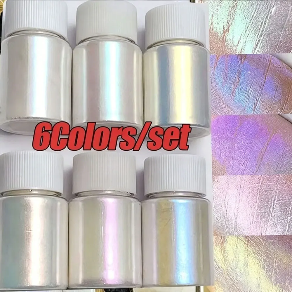 1/6Colors Aurora Mermaid Pearl Mica Powder Chameleon Fine Shimmer Glitter Dust Pigment For DIY Epoxy Resin Nail Art Crafts Decor
