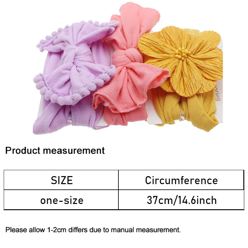 3 Pcs Set Baby Nylon Headbands Elastics Handmade Headwrap for Baby Girls Newborn Infant Toddlers Kids