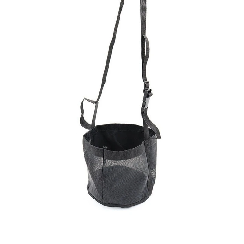 Adjustable Elastic Hay Feed Bag For Horses - Outdoor Neck Feeding Bag In Black