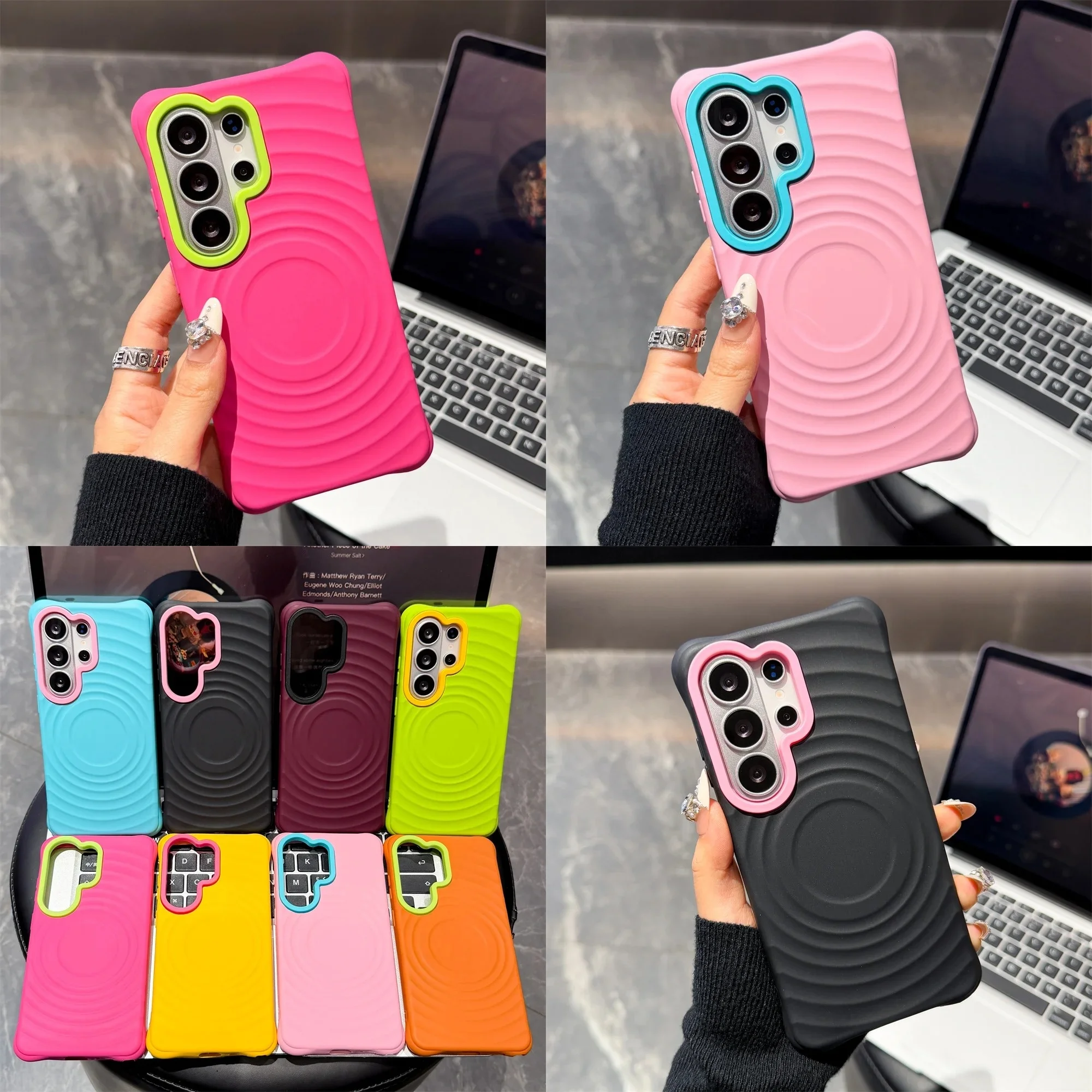 Hit Color Wave Silicone Magnetic Phone Case for Samsung S26 Ultra A57 A56 A37 A36 A27 A26 A17 A16 A08 A07 Wireless Charge Cover