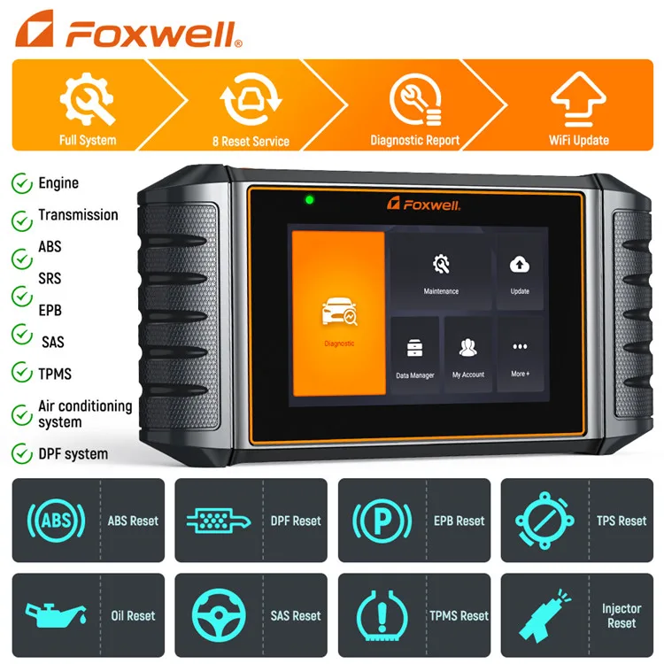 Foxwell NT 726 OBD2 Diagnostic Tool Full สแกนเนอร์ระบบบำรุงรักษารีเซ็ตเบรครีเซ็ต