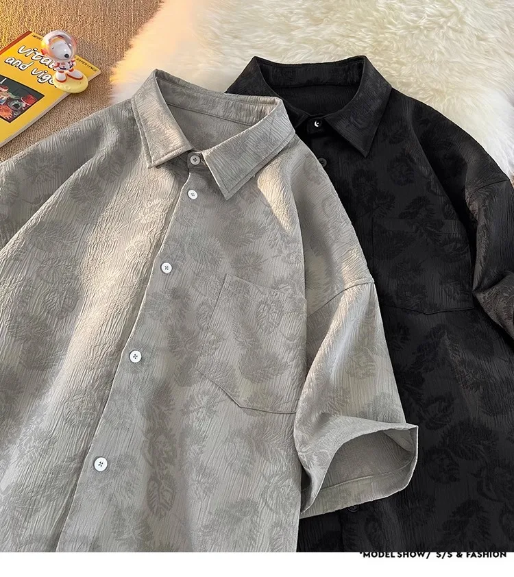 

Летняя мужская блузка с цветочным принтом, модная свободная модель большого размера в американском ретро-стиле, рубашка-жакет