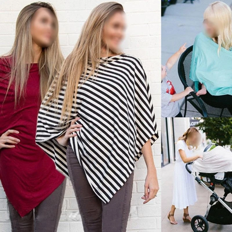 J15U غطاء الرضاعة الطبيعية وشاح سيارة الطفل لمقعد المظلة شريط قطري شال