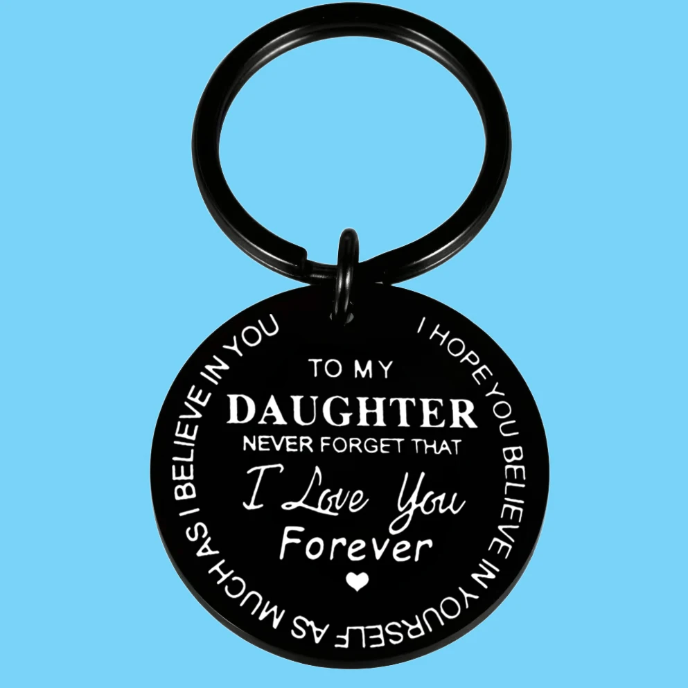 هدية سلسلة مفاتيح ملهمة لابنة من أبي وأمي لا تنسى أبدًا أنني أحبك إلى الأبد - مثالية لعيد الميلاد وأعياد الميلاد