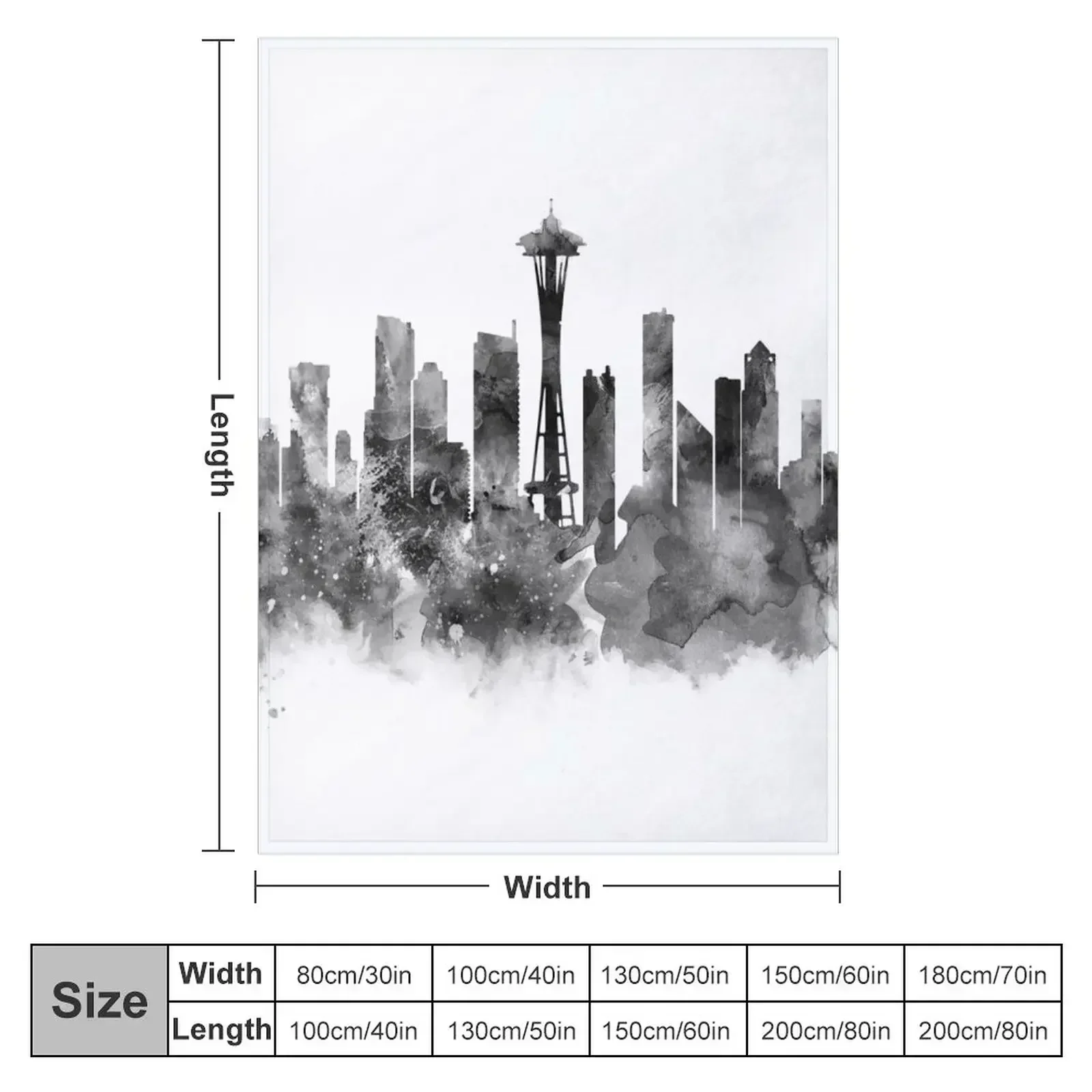 Seattle Black and White Throw Blanket Softest Retros heavy to sleep Blankets