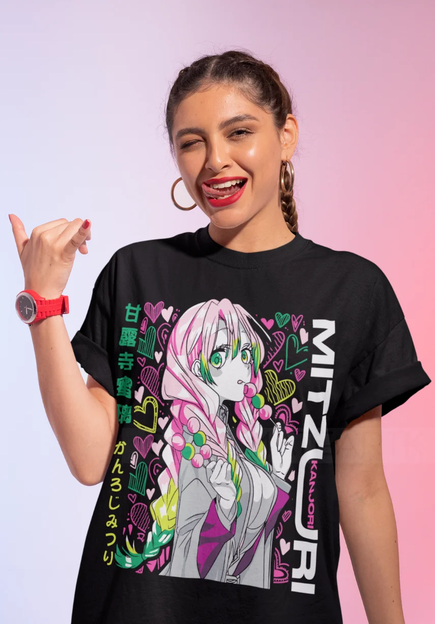 Mitsuri T-Shirt Kanroji Demon Slayer Kimetsu No Yaiba Anime Nezuko Soft Tee