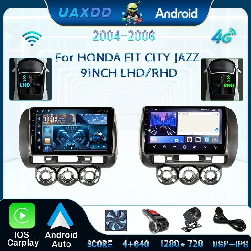 For 2004-2006 HONDA FIT CITY JAZZ 9INCH frame Car gps android stereo fascia dashboard audio multimedia player screen video cable