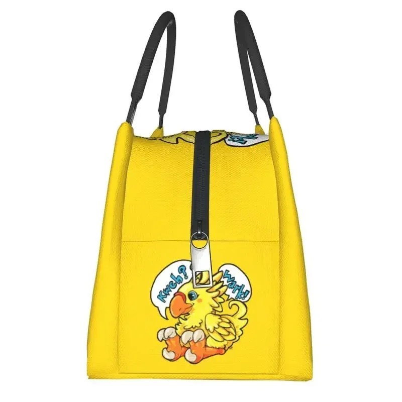 Chocobo Final Fantasy Thermal Insulated Lunch Bag Women Video Game Portable Lunch Tote for Office Outdoor Storage Meal Food Box