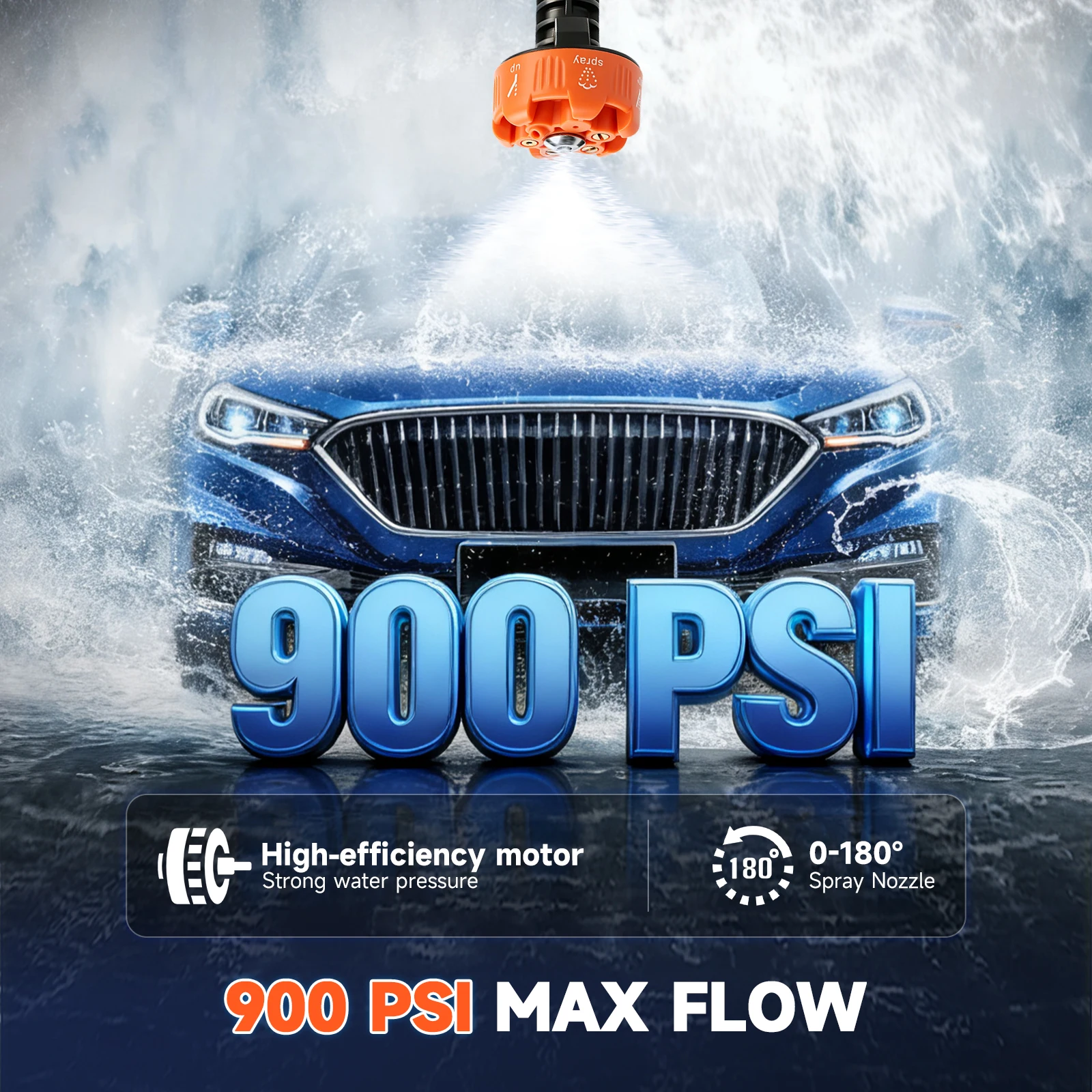 870 PSI Cordless Washer Gun High Pressure  6-in-1 Nozzle Electric Brushless Car Cleaner with 2×4.0Ah Batteries & 16.4 FT Hose for Car Patio Floor Fence Garden