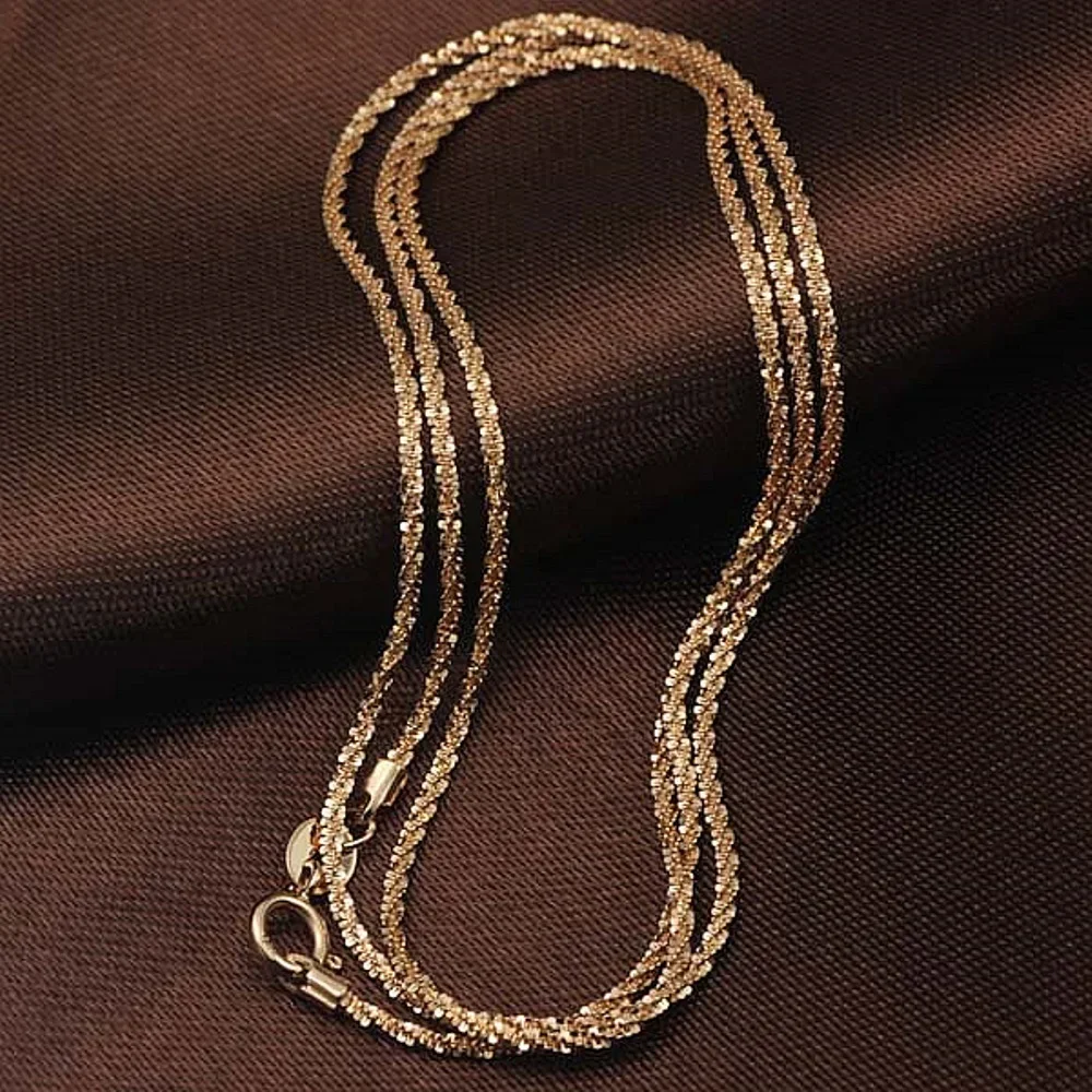 

Pure Solid 18K Rose Gold Necklace Width 1.3mm Shining Full Star Chain Necklace Stamped Au750 For Women Gift 40-45cm