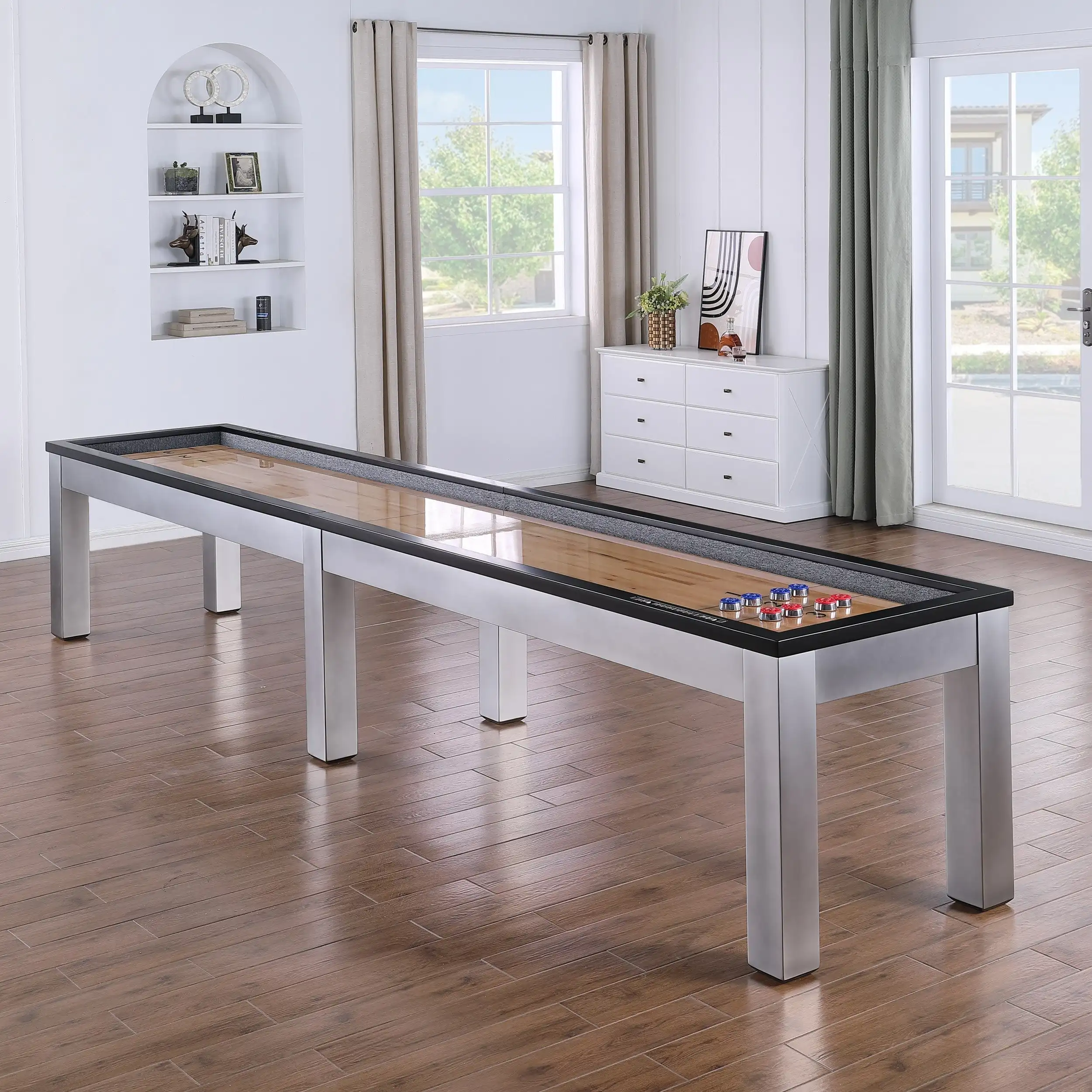 Custom Professional High End Solid Wood 9ft/12ft Shuffleboard Table with Cover Multifunctional Modern Luxury Shuffleboard Table