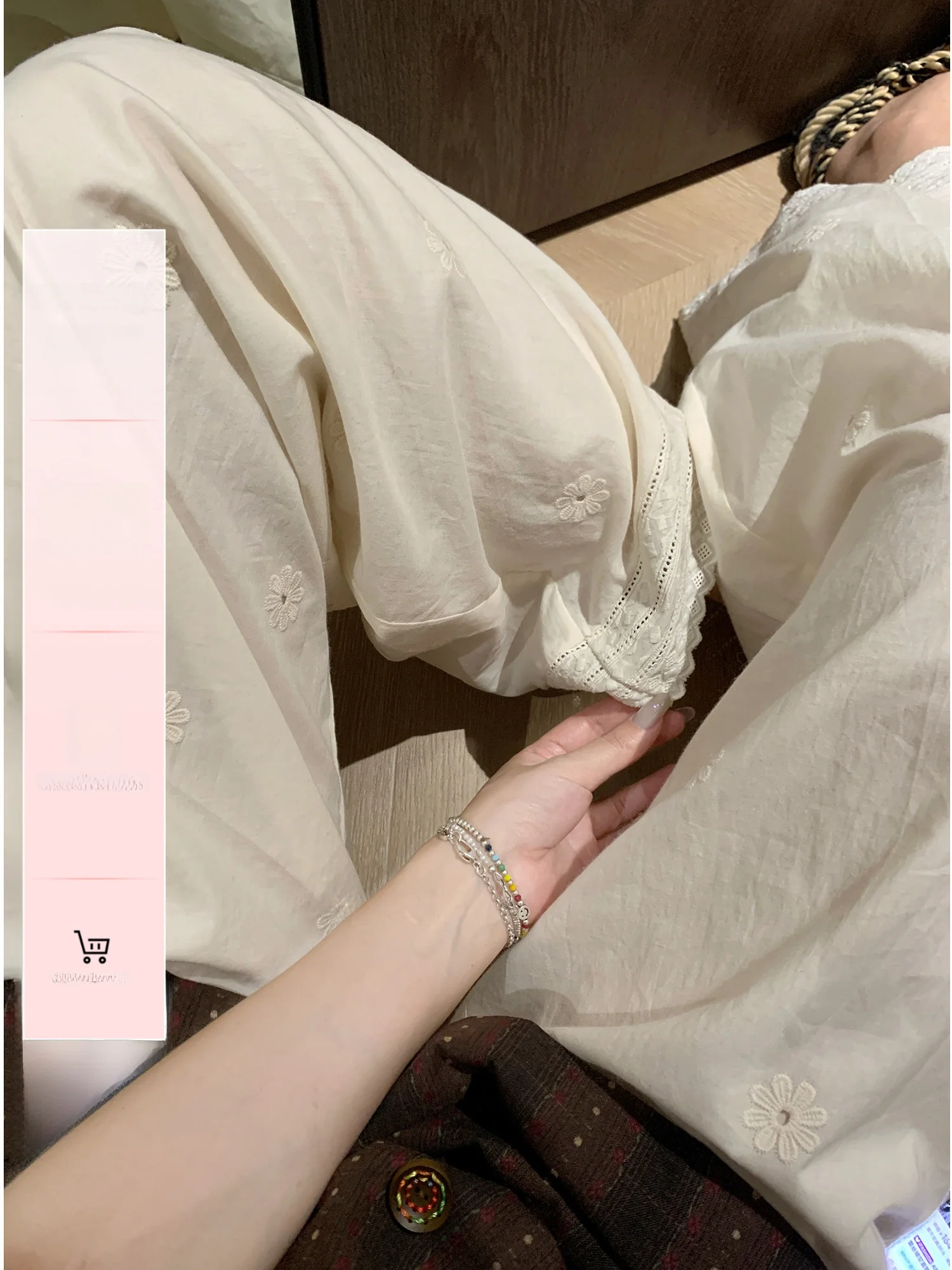 

Женские повседневные брюки Aeronline с кружевом, летние, элегантные, универсальные, широкие, в пол, 100% хлопок, прямого кроя