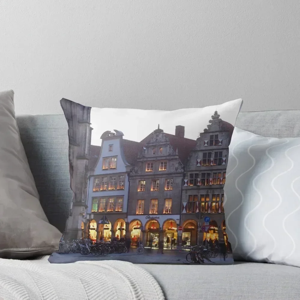 Gabled houses, Prinzipalmarkt, Christmas market, Munster, city, Westphalia Throw Pillow Pillowcases pillow