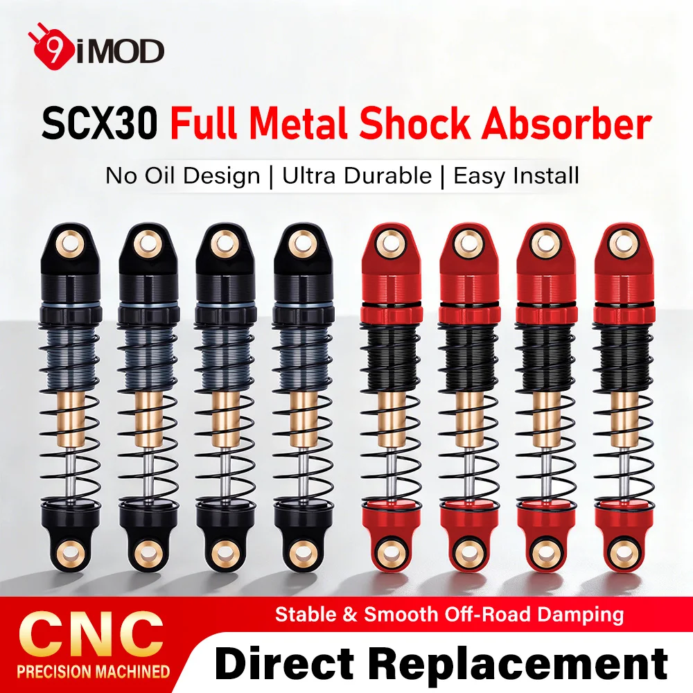 9IMOD 28.5mm Shock Absorbers CNC Aluminum 4Pcs Damper Upgrade for 1/30 RC Crawler Axial SCX30 Black Titanium Red Optional