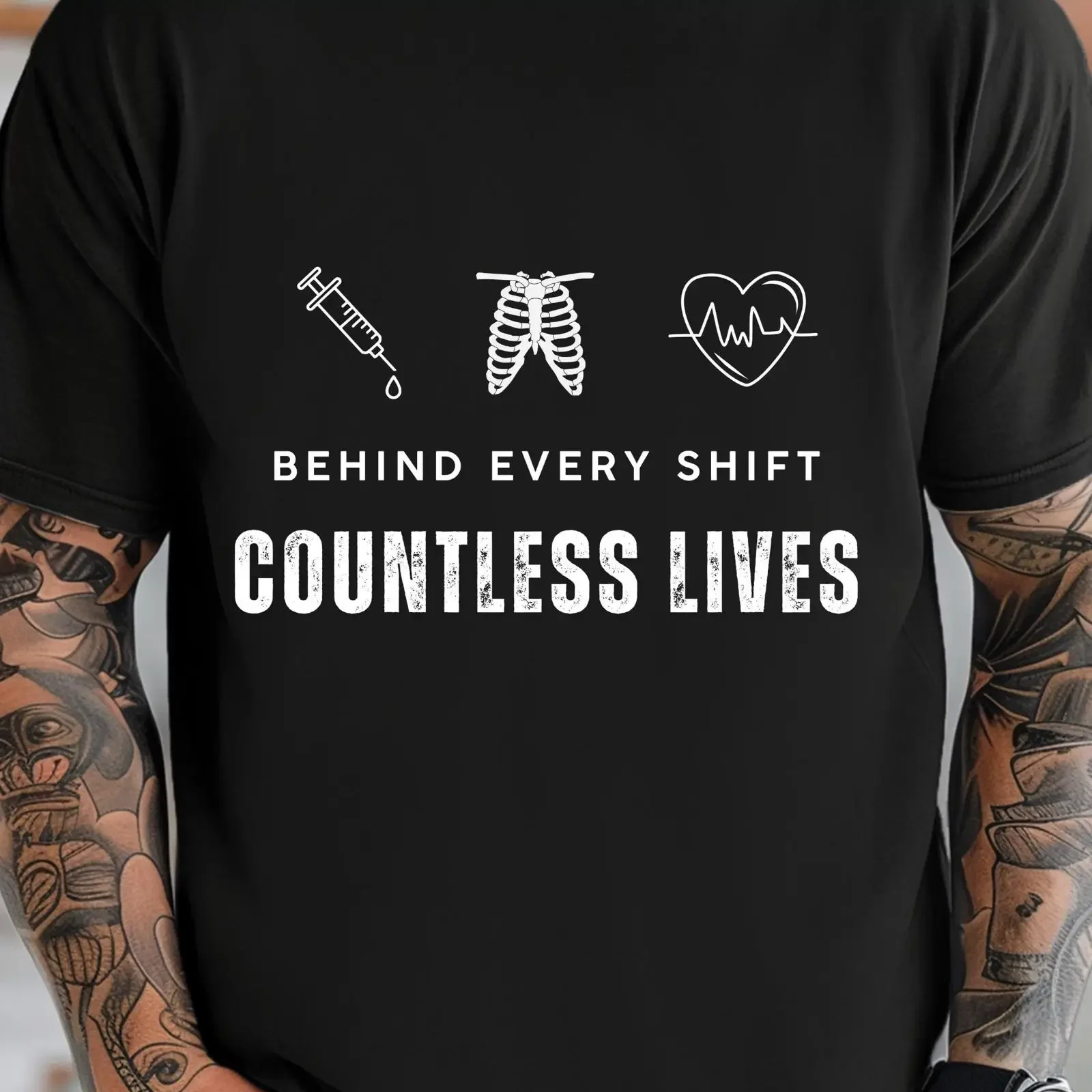 Behind Every Shift Countless Lives Healthcare Worker T shirt Nurse Doctor ER MD Medical Graduation Casual  vintage Washed