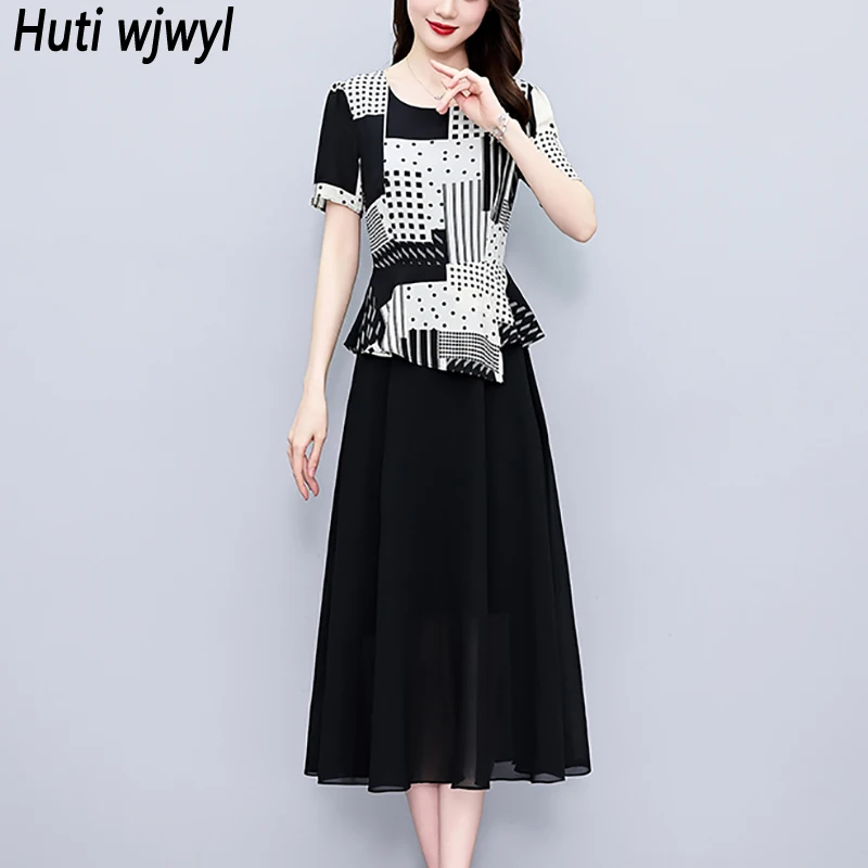 เดรสชีฟองลำลองสไตล์วินเทจสำหรับผู้หญิง ประดับผ้าแบบแพทช์เวิร์ค หรูหราสง่างาม เหมาะสำหรับใส่ทำงานหรืองานพรอม ทรงเข้ารูป สีดำ ชิค ยาวปานกลาง รุ่นซัมเมอร์ 2025