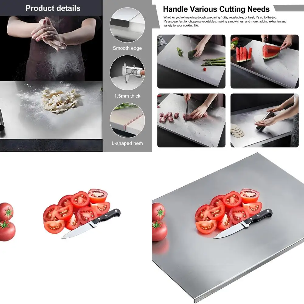 

Non-Slip 304 Stainless Steel Chopping Board, Dishwasher Safe, Ideal for Kitchen Use (27.5x19.6in)