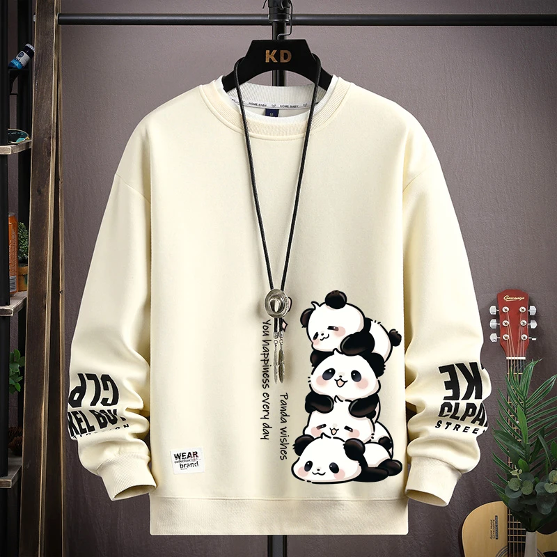 S-5XL oversized novo em moletons e moletons das mulheres dos homens dos desenhos animados panda impressão manga longa camiseta harajuku roupas masculi