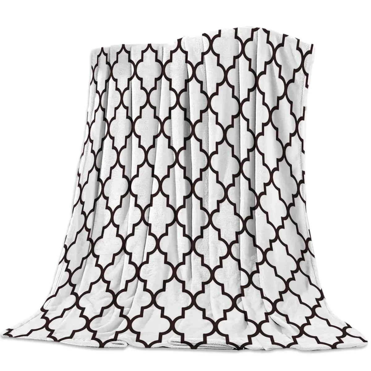

3d Printed Blanket Modern Morocco Black White Blanket Cushion Warm Throws on Sofa Bed Home Bedspread Travel Fleece Blanket