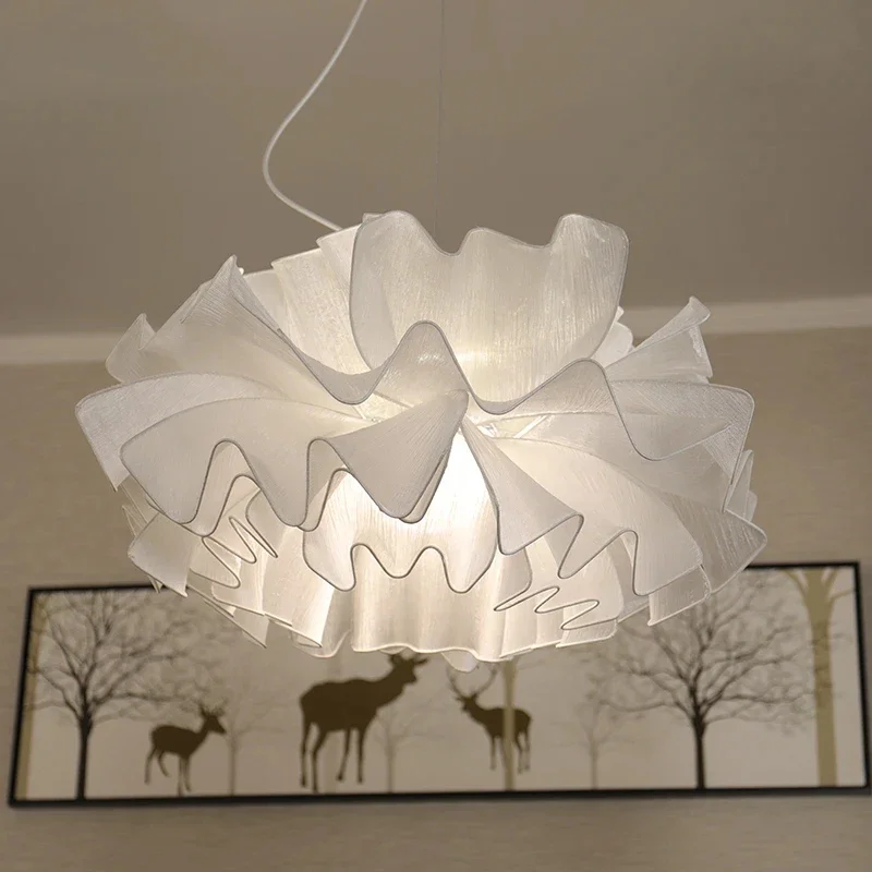 

Modern Fabric Pendant Light French Style Dining Room Chandelier For Living Room Bedroom Wedding Nordic LED Flower Chandelier