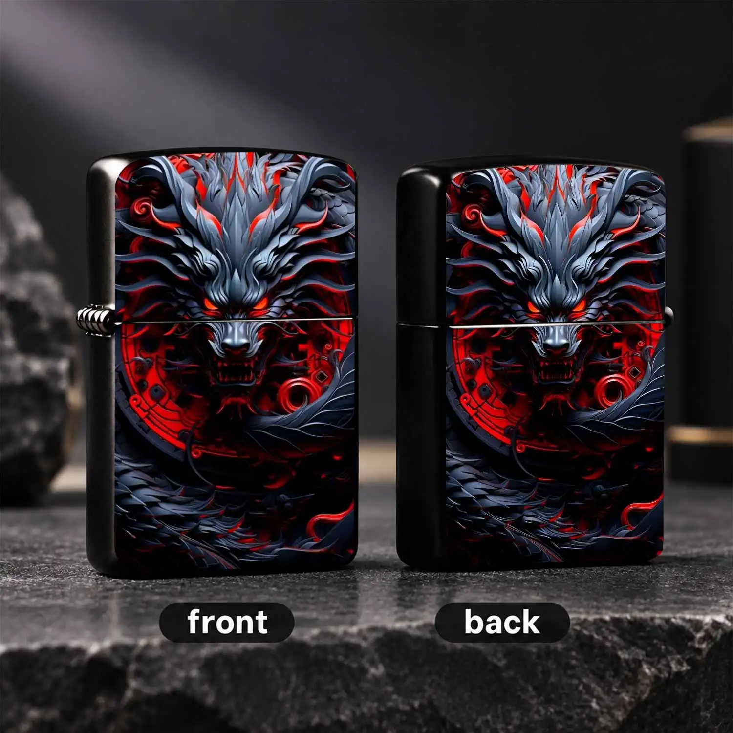 Eastern style Style Dark Mechanical Dragon, Cool Red Accent Printing Texture Body, Windproof Durable PORTABLE, Unique Trendy Collectible Accessory, Ideal Gift for Men, Creative Desktop Ornament for Daily Outdoor Use A fun and humorous light