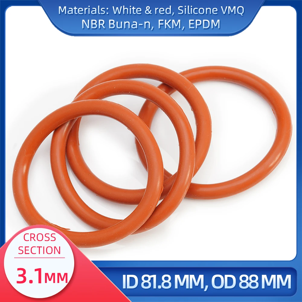 

O Ring CS 3.1 mm ID 81.8 mm OD 88 mm Material With Silicone VMQ NBR FKM EPDM ORing Seal Gaske