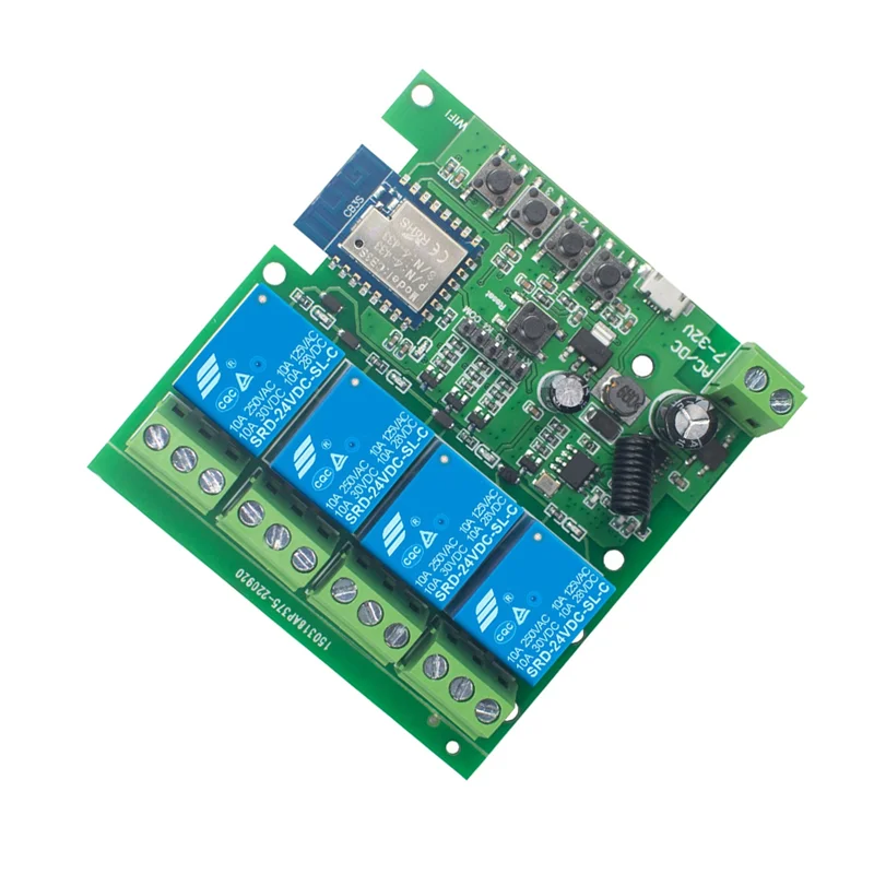 ABKQ-Wifi interruptor inalámbrico módulo inteligente 4 CH DC7V-32V avance lento autobloqueo RF433 10A relé vida inteligente Tuya APP Control