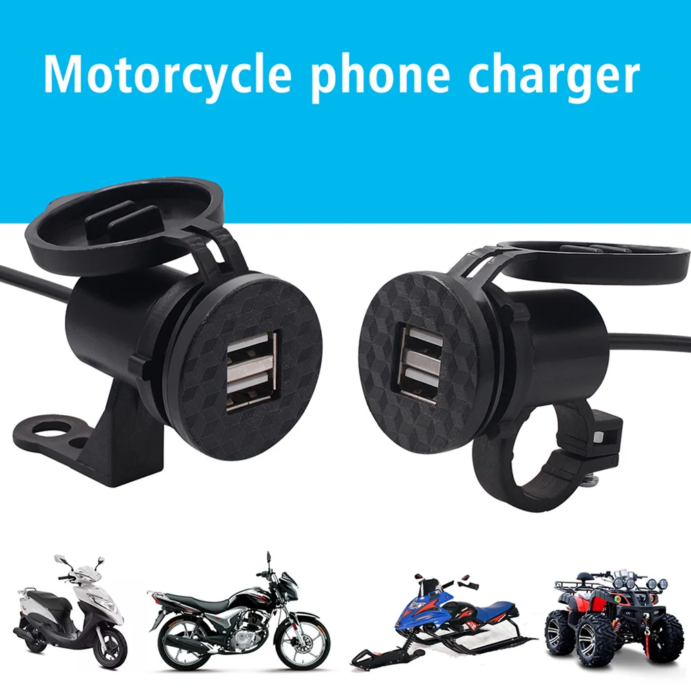 

Motorcycle Phone 12V Dual Usb Waterproof Dustproof Handlebar Mount Atv Usb Socket For Gps Tablets
