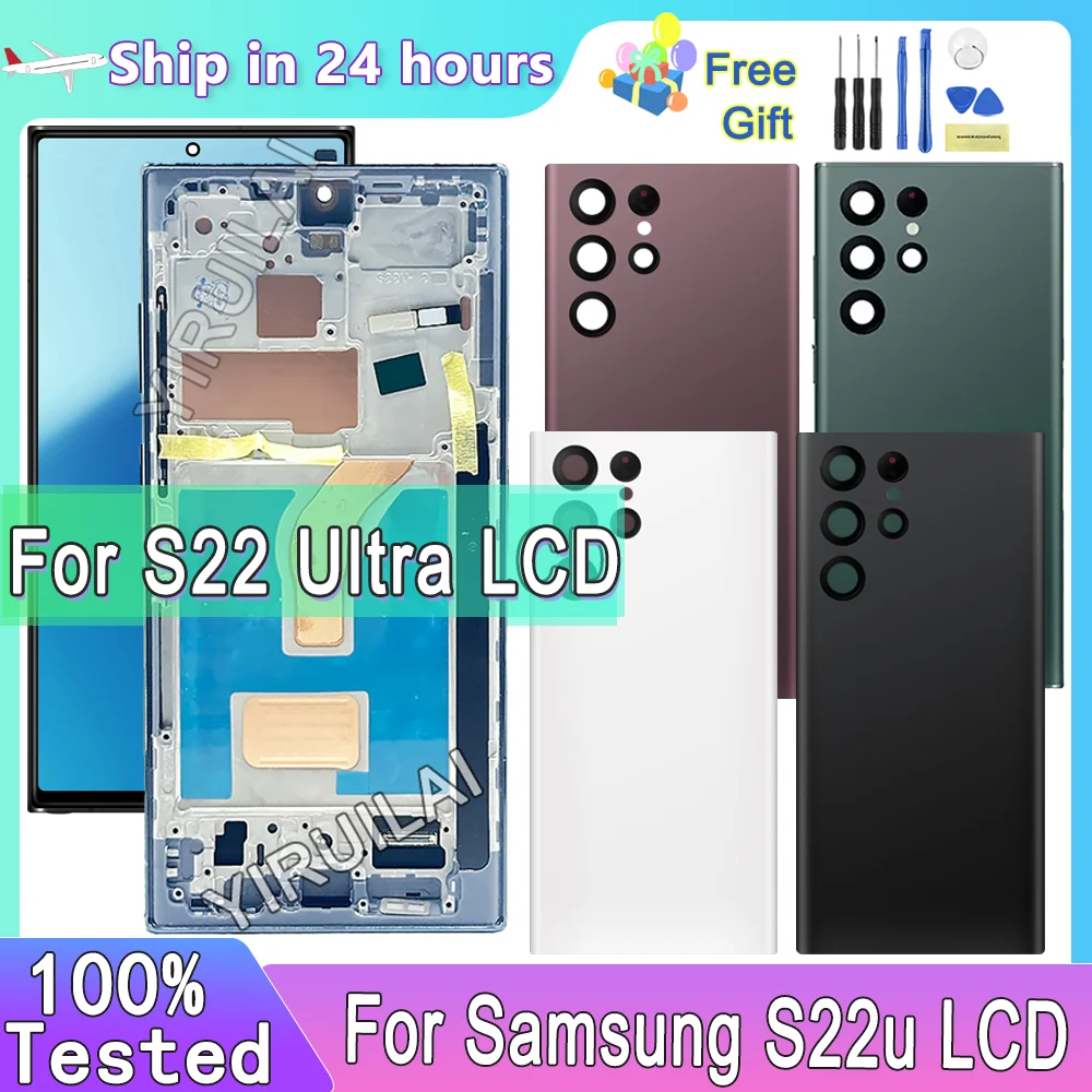 

TFT Tested For Samsung S22 Ultra 5G LCD Display Digital Touch Screen With Frame For Samsung S908 S908B S908U LCD Replacement