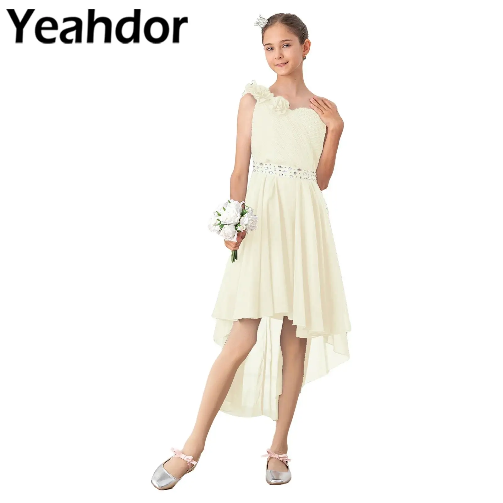 Little Bridesmaid Dresses One Shoulder Girls Birthday Wedding Party Dress for Proms Gown Teens Evening Communion Vestidos