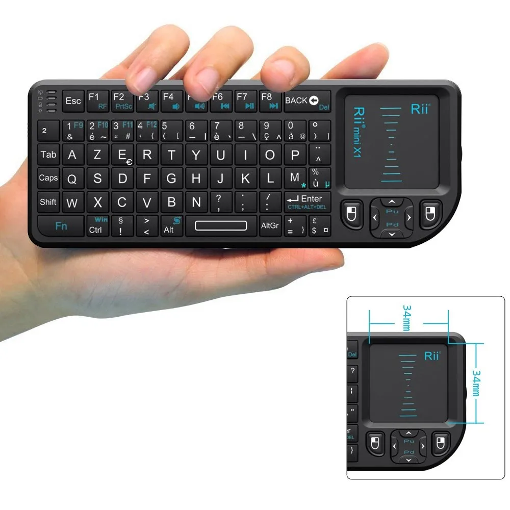 Rii X1 2,4 GHz mini draadloos toetsenbord Engels/ES/FR toetsenborden met touchpad voor Android TV Box/PC/Laptop