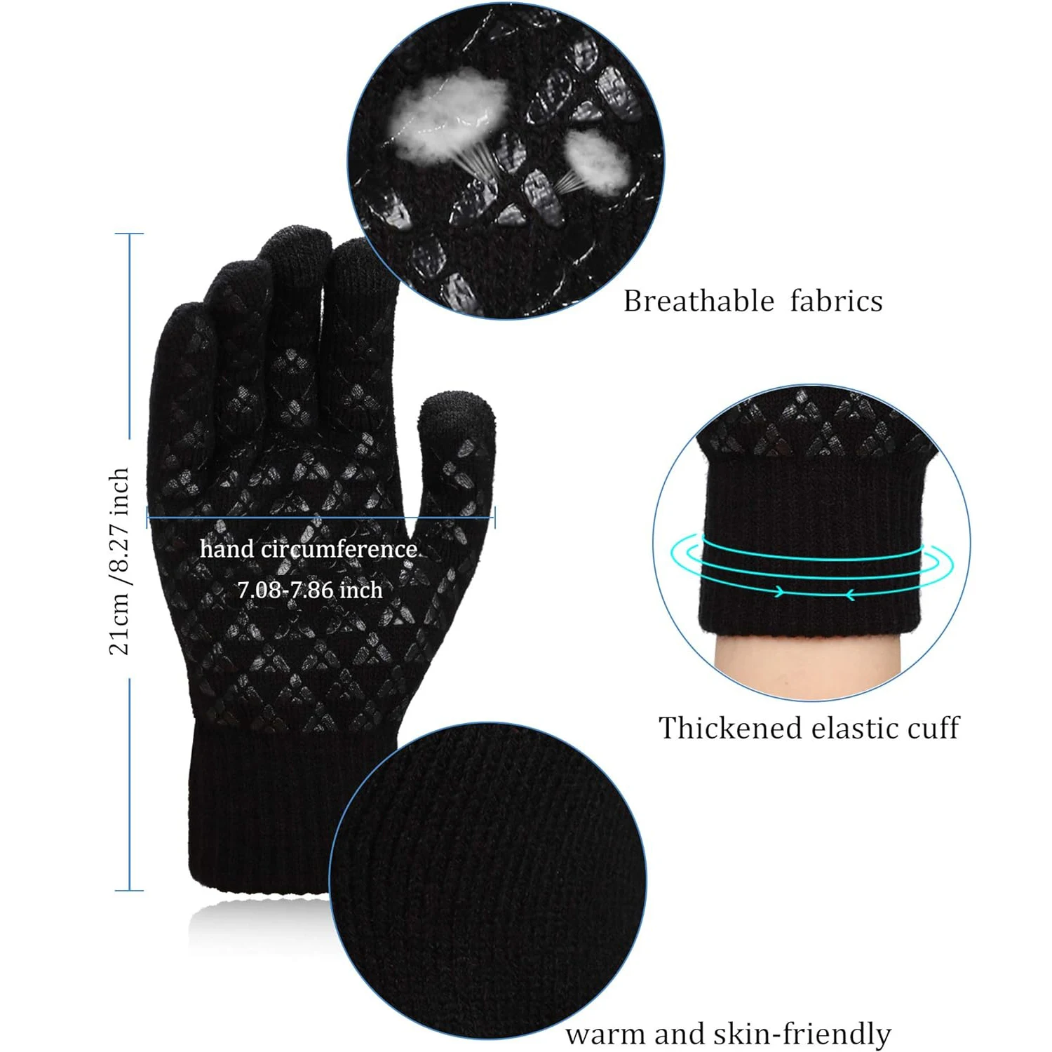 Guantes deportivos de ciclismo al aire libre de punto cálidos térmicos mejorados antideslizantes con pantalla táctil transpirable de invierno para hombres y mujeres para correr