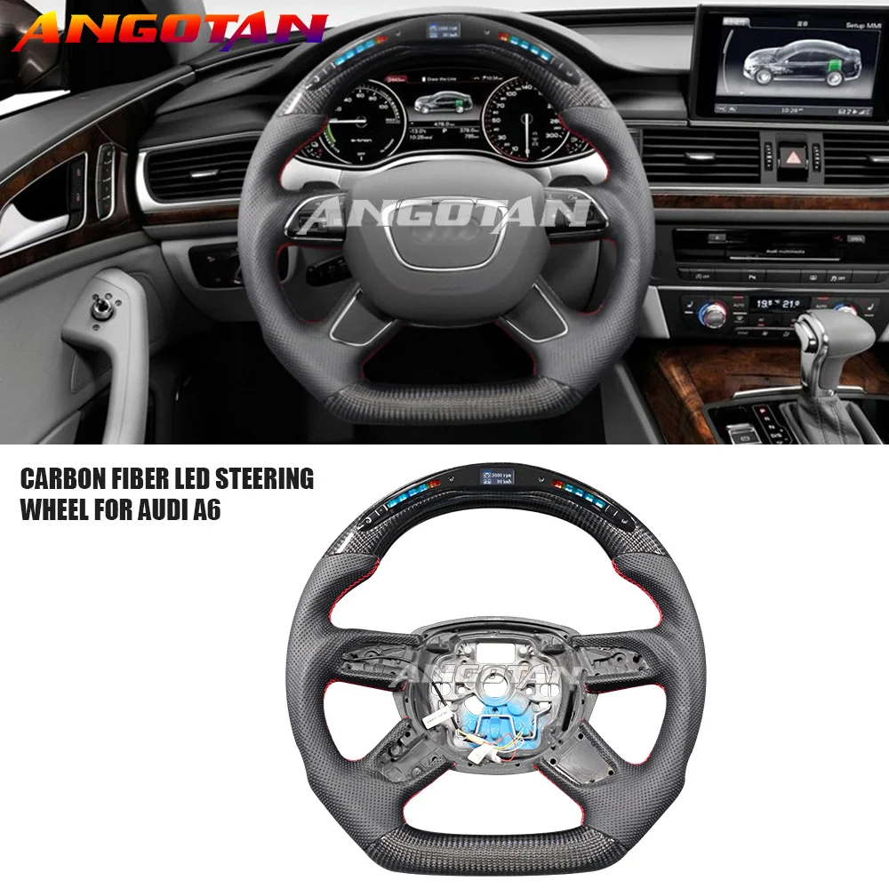 Customized Car Leather Carbon Fiber Steering Wheel Kit For Audi A6 A6L A7 2012 2013 2014 2015 2016 2017 Steering Wheel