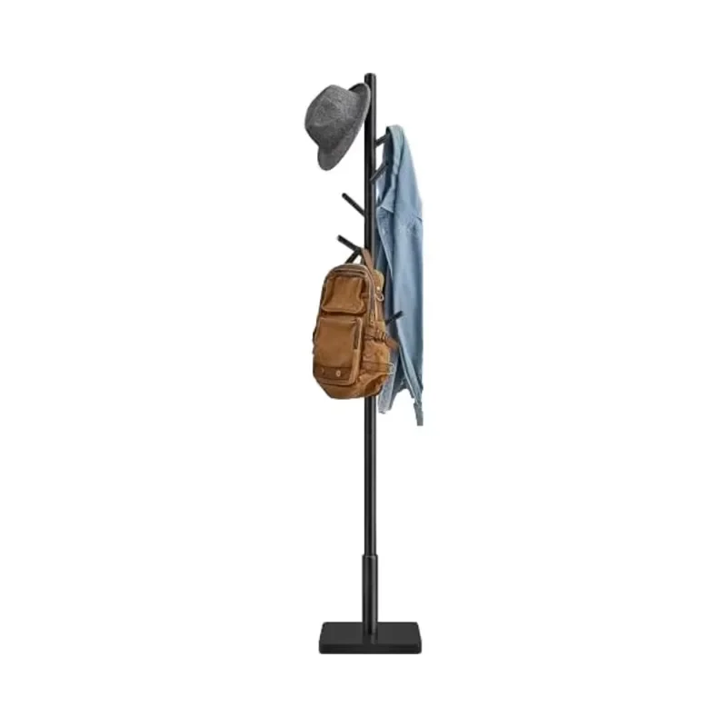 Solid wood freestanding coat rack with 8 hooks, 3 heights to choose from, suitable for coat,