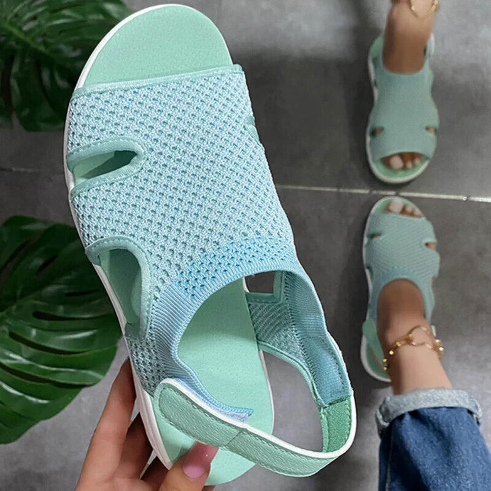 Summer Women\'s Sandals Outdoor Breathable Lightweight Casual Orthopedic Wedge Sandals Ladies Fashion Comfort Flat Shoes