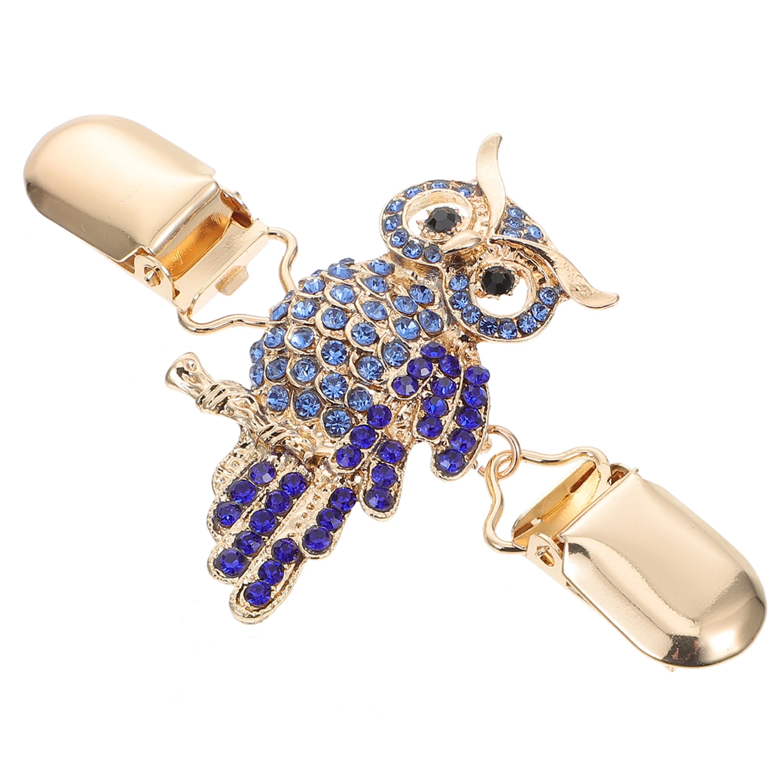 

Cardigan Collar Clip Dress Shirt Brooch Tie Up Sweater Clips Women Alloy Rhinestone Owl Button Chest Pin Decorative Durable