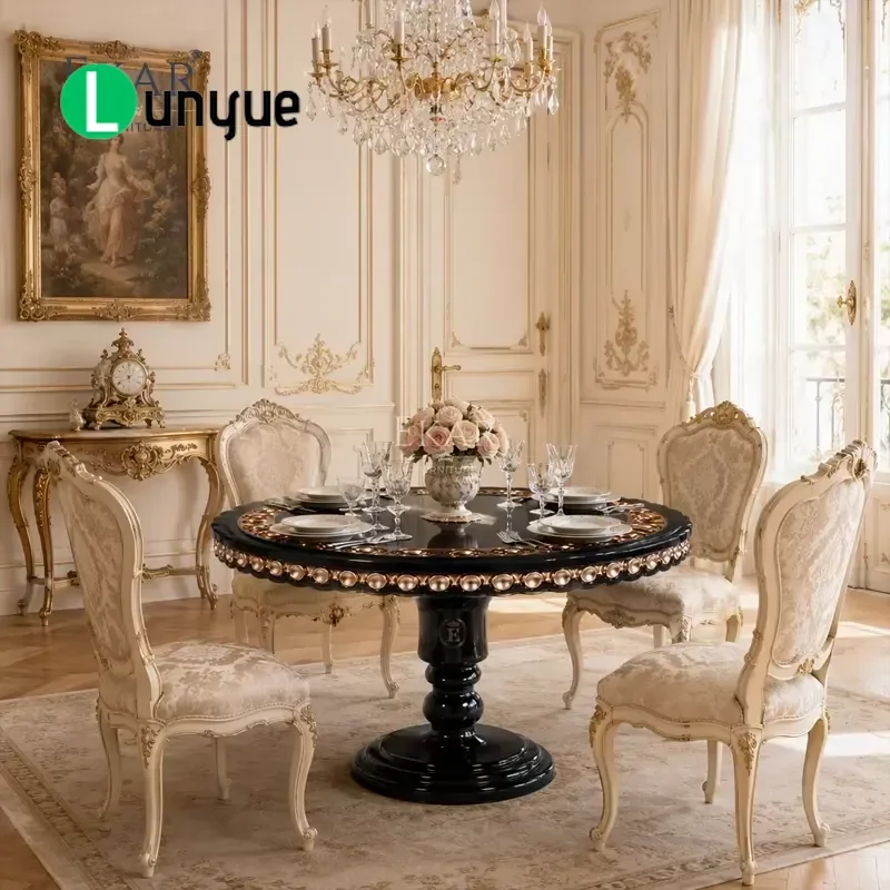 Black and Rose Gold Crown Table Deluxe French Classic Dessert Display Stand for Home Party Wedding Cake Decoration Elegant