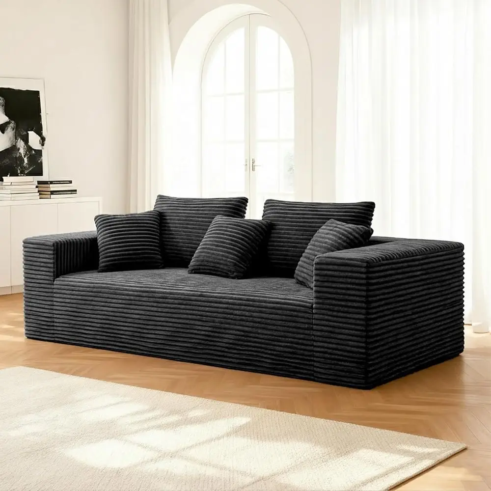 

Трехместный диван-кровать с глубокими сиденьями из вельвета - простая сборка, идеально подходит для гостиной, спальни, общежития