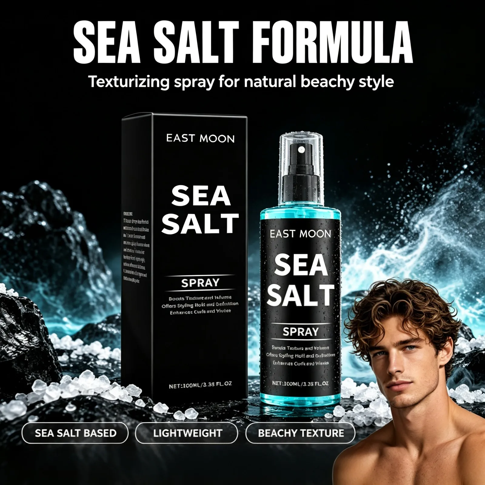 Sea Salt Hair Styling Spray 100ml Instant Curl Boost Volumizing Texture Long Lasting Hold Non Greasy Nourishing Curly Wavy Hair