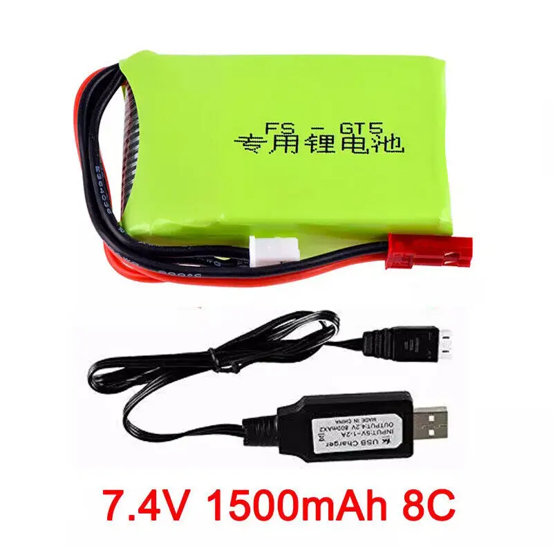 7.4V 2S 1500mAh Transmitter Rechargeable Li-ion Battery for Flysky FS-GT5 2.4G 6CH DUMBORC X4/X6 for RC Car Boat