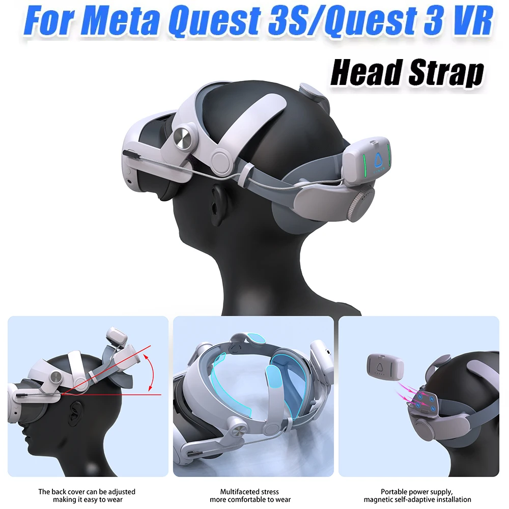 Ремешок на голову T302, совместимый с Meta Quest 3 3S, магнитный аккумулятор, сменный ремешок Elite для Quest 3S/3 VR, аксессуары