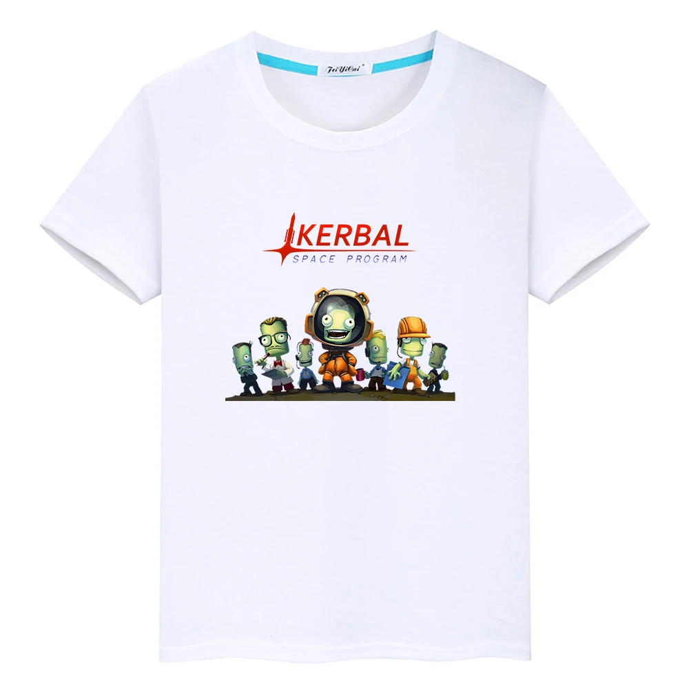 Kerball Space Program T-shirts 100% Cotton Kawaii Printing Tee-shirt Cute Graphic Cartoon Boys/Girls Tshirt Children Summer Tops