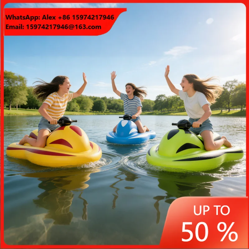Electric Inflatable Jet Ski, Safe Water Toy With Electric Thruster, Inflatable Watercraft For Lake Pool