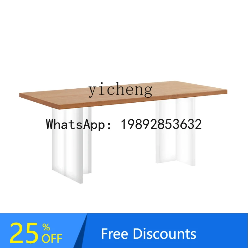 

AB cherry wood acrylic suspension dining table rectangular wood large board table workbench